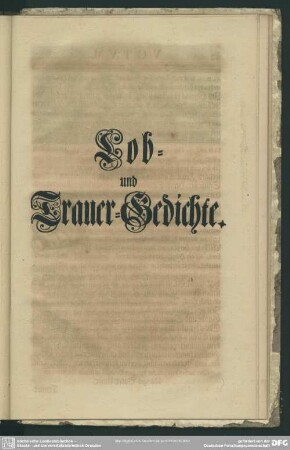 Lob- und Trauer-Gedichte