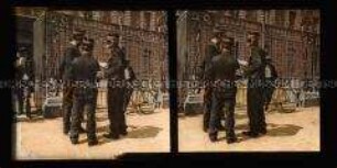 Generalstabschef Raoul de Boisdeffre mit Offizieren vor dem Gymnasium, Rennes