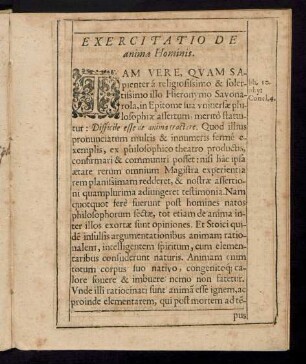 Exercitatio De anima Hominis.