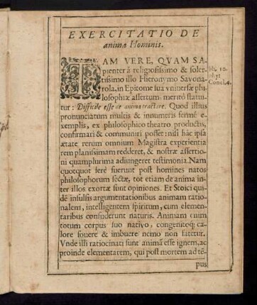 Exercitatio De anima Hominis.
