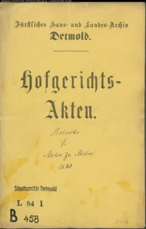 Brincks, Henrich gegen Christoph Meier zu Milse - Schuldforderung