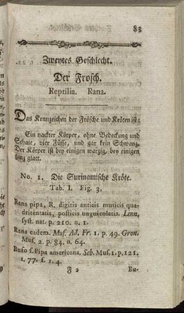 Zweytes Geschlecht. Der Frosch.