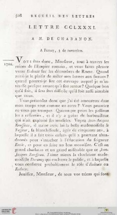 (Lettre CCLXXXI - CCXC)