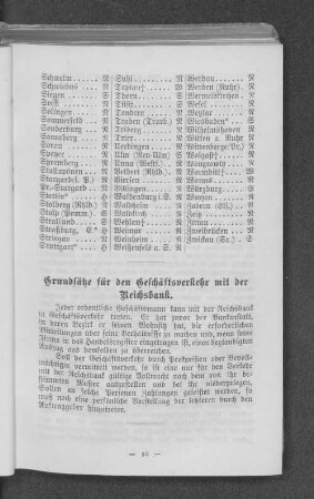 Grundsätze für den Geschäftsverkehr mit der Reichsbank.
