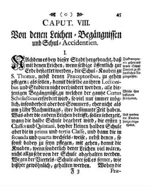 Caput VIII. Von denen Leichen-Begängnissen und Schul-Accidentien.