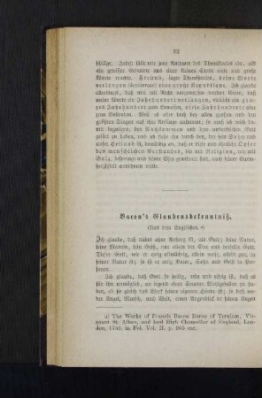 Bacon's Glaubensbekenntnis.