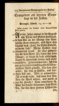 Evangelium am zweeten Sonntage in der Fasten