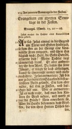 Evangelium am zweeten Sonntage in der Fasten
