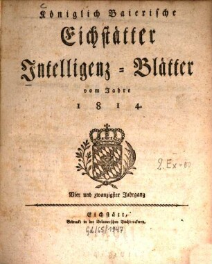 Königlich-Baierisches Intelligenzblatt für den Ober-Donaukreis. 24. 1814