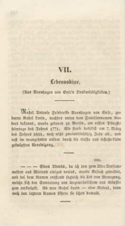 VII. Lebensskizze