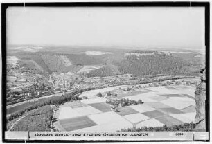 Sächsische Schweiz. Stadt und Festung Königstein vom Lilienstein