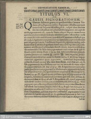 Titulus VI. De Causis Pignorationum