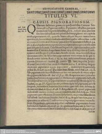 Titulus VI. De Causis Pignorationum