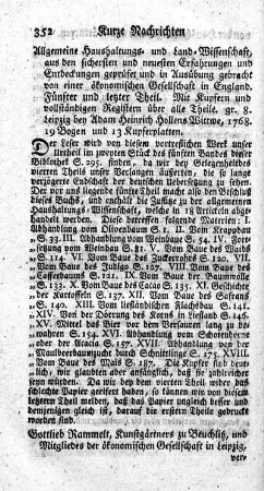 Allgemeine Haushaltungs- und Land-Wissenschaft. Fünfter und letzter Theil.