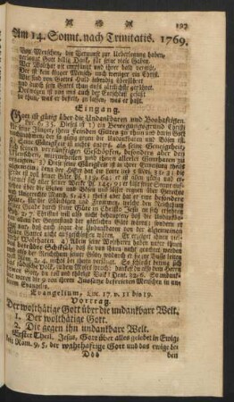Am 14. Sonnt. nach Trinitatis. 1769