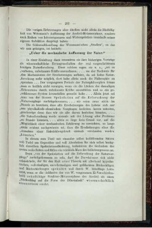 "Ueber die mechanische Auffassung der Natur."