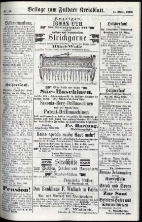 Zweite Ausgabe vom Donnerstag, den 17. März 1892.