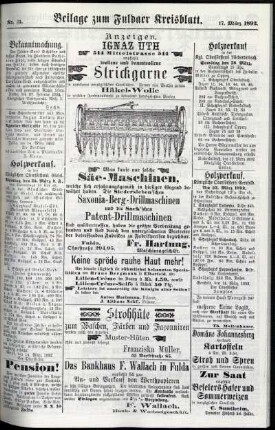 Zweite Ausgabe vom Donnerstag, den 17. März 1892.