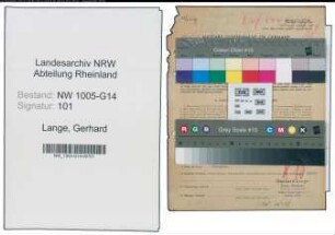 Entnazifizierung Gerhard Lange , geb. 06.07.1898 (Fabrikant)