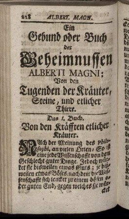 Das I. Buch. Von den Kräfften etlicher Kräuter.