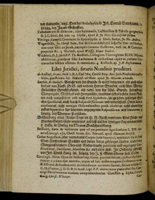 Libri Juridici, futuris Nundinis prodituri.