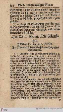 Die XXIII. Sura: Die Glaubigen