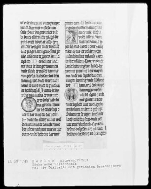 Sächsische Weltchronik (bis zum Jahre 1229) — Biblische Phantasieportraits, Folio 14verso