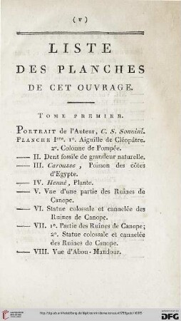 Liste des planches de cet ouvrage