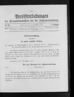 Bekanntmachung betreffend die zweite juristische Prüfung