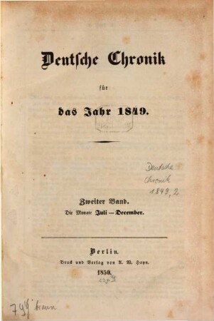 Deutsche Chronik. 1849,2. Juli - Dez. (1850)