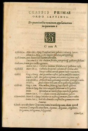Classis Primae Ordo Septimus ... G