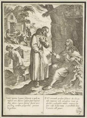 Der junge Antonius Abbas trifft einen Eremiten (Blatt 6 der Folge zum Leben des Antonius Abbas)