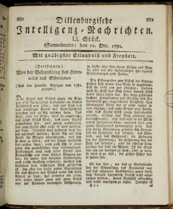 LI. Stück. Sonnabends: den 22. Dec. 1792.
