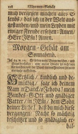 Morgen-Gebät am Sonnabend