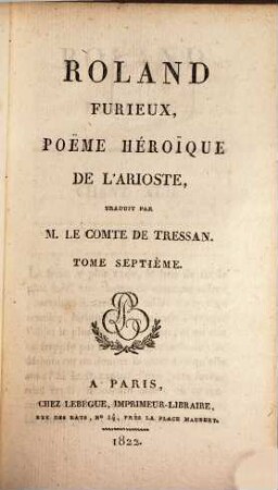 Roland furieux de l'Arioste : poëme heroïque, 7