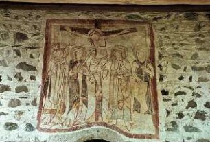 Kreuzigung Christi mit Maria, Johannes und den Heiligem Nikolaus und Georg
