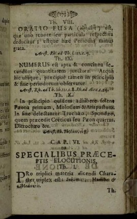 Cap. VI. De Specialibus Praeceptis Elocutionis.