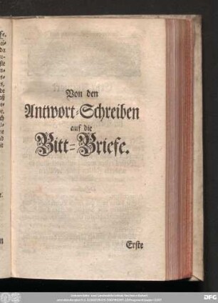 Von den Antwort-Schreiben auf die Bitt-Briefe.