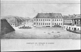 Meißen. Roßplatz und Neugasse, Hochwasser vom 31.05.1845 (Stadtarchiv Meißen)