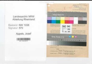 Entnazifizierung Josef Appels , geb. 21.05.1892 (Finanzbeamter)