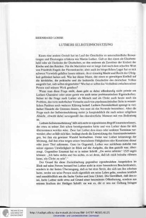 Bernhard Lohse: Luthers Selbsteinschätzung
