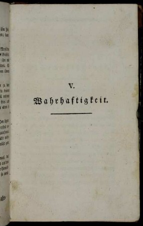 V. Wahrhaftigkeit.