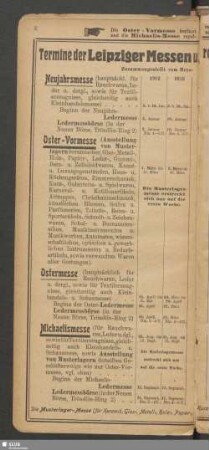 Termine der Leipziger Messen und regelmäßigen Ausstellungen in Leipzig