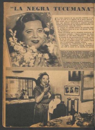 "La Negra Tucumana" sabe vivir
