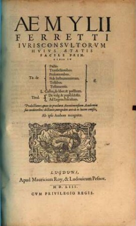 In Titulos de pactis Transactionibus Praelectiones