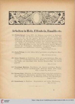 Arbeiten in Holz, Elfenbein, Emaille etc (Nr. 284 - 292)