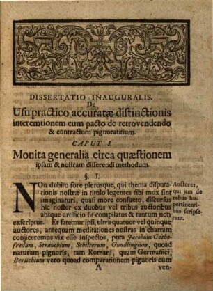 Dissertatio Inauguralis Juridica De Usu Practico Accuratæ Distinctionis Inter Emtionem Cum Pacto De Retrovendendo Et Contractvm Pignoratitium