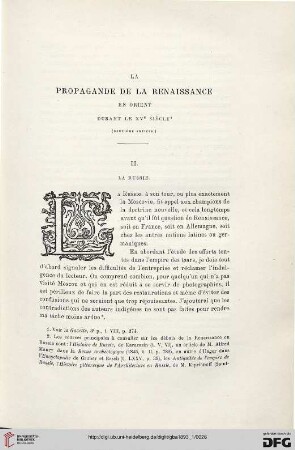 3. Pér. 9.1893: La propagande de la Renaissance en Orient durant le XVe siècle, 2, La Russie