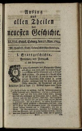 XLVIII. Stück. Coburg, den 27. Nov. 1754.