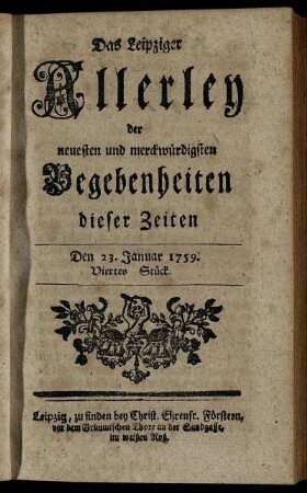 Den 23. Januar 1759. Viertes Stück.